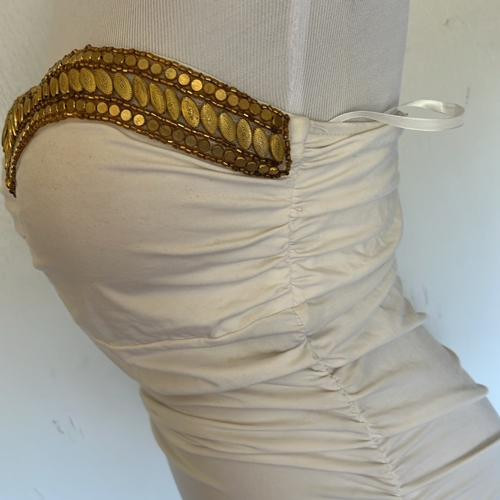 Bebe White Strapless Top with Gold Detail - Picture 5 of 9